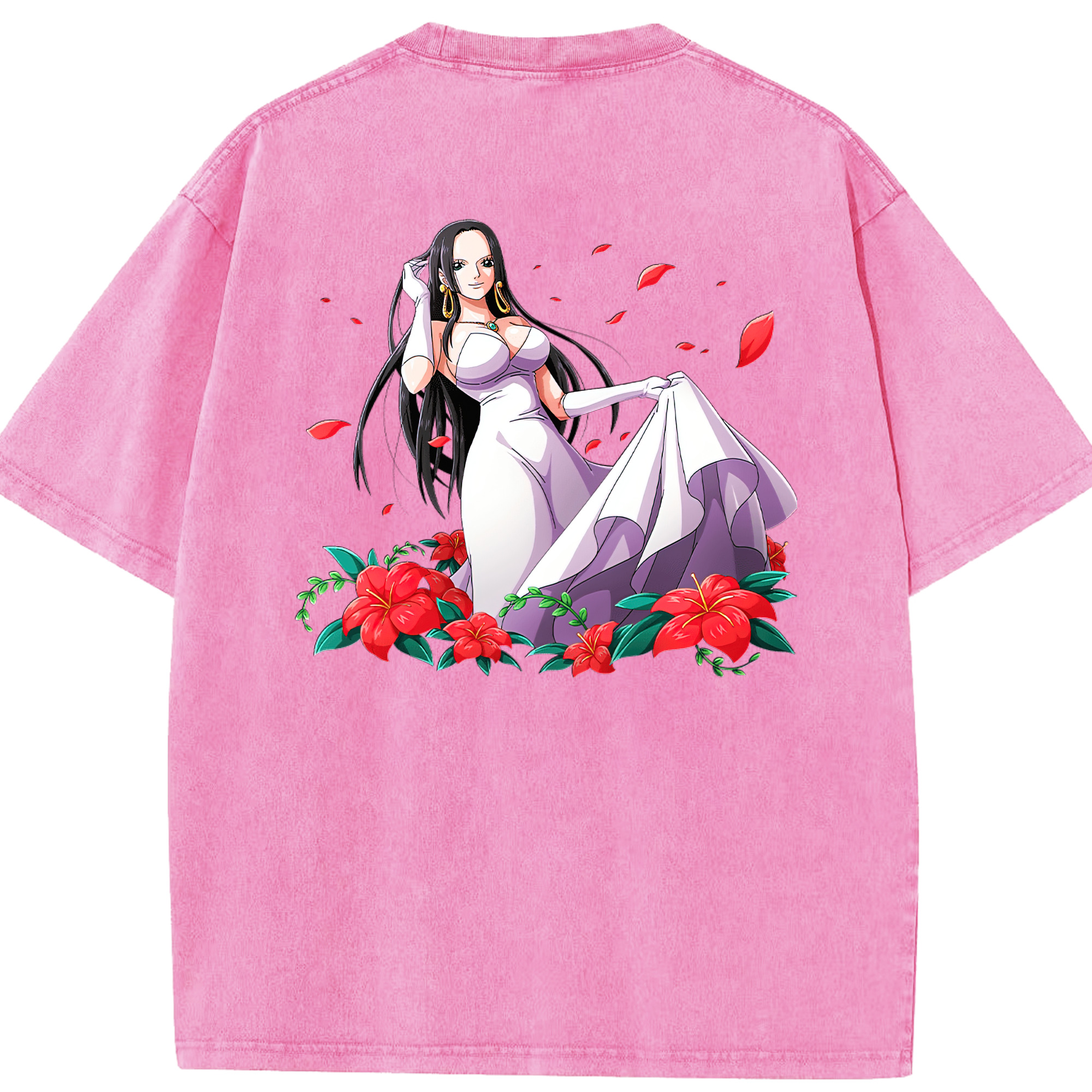 ワンピース ボア・ハンコック ONE PIECE Boa·Hancock 綿100% ヴィンテージ風 半袖Tシャツ（背面プリント）